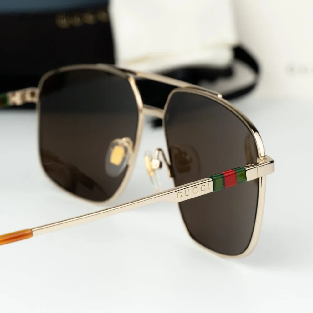 Gucci Men Sunglasses Gold Brown Aviator GG1676S NAVIGATOR 002 BRAND NEW